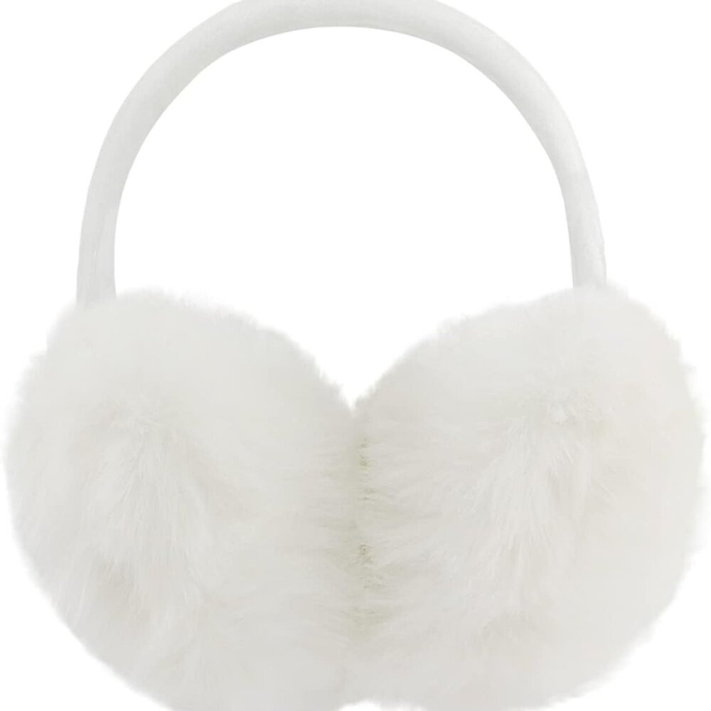 Plush White Faux Fur Earmuffs - Women's Winter Accessory